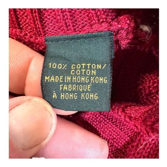 Bobby Jones Collection Mens Red Cable Knit Sweater Vest Large 100% Cotton Slim - Picture 3 of 5